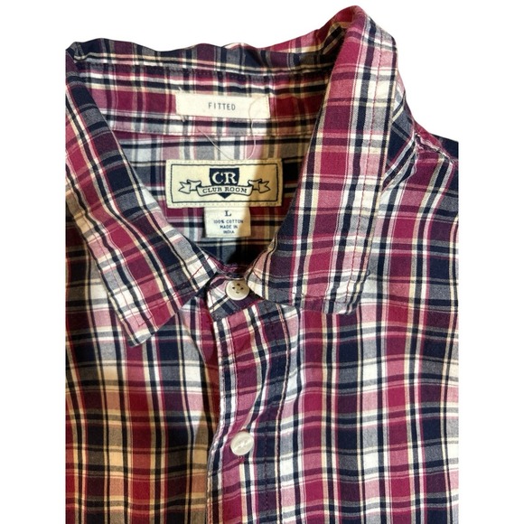 Club Room Men's‎ Plaid Long Sleeve Button Down Shirt 100% Cotton Large Fitted - Picture 3 of 6